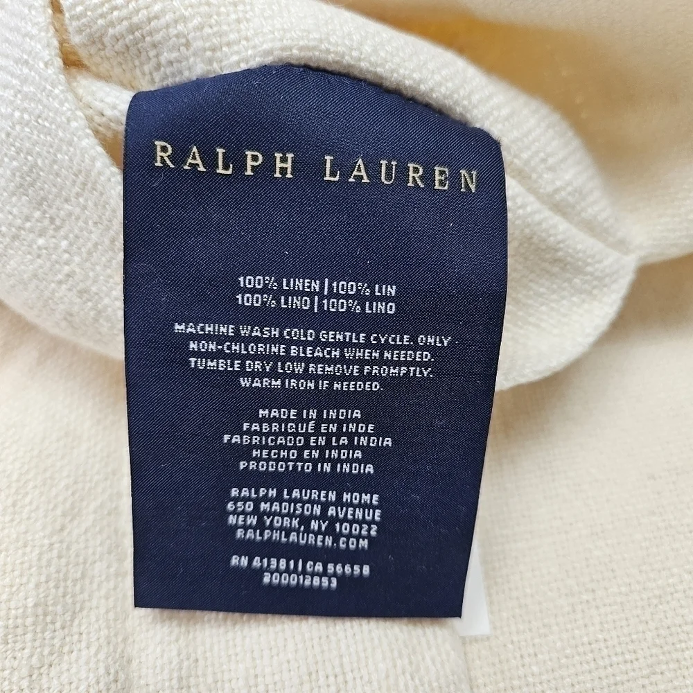 Ralph Lauren Standard Sham Foley Cream Linen 20 x 28 Neutral Natural Bedding
